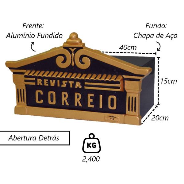 Imagem de Caixa de Correio Para Cartas Ouro Fino Detras 20x40x15cm