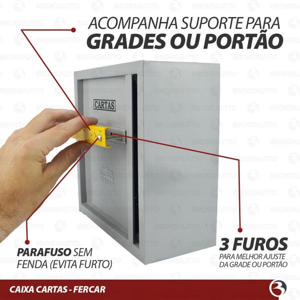 Imagem de Caixa De Correio Vertical C/ Trava Para Grade Embutir Fercar