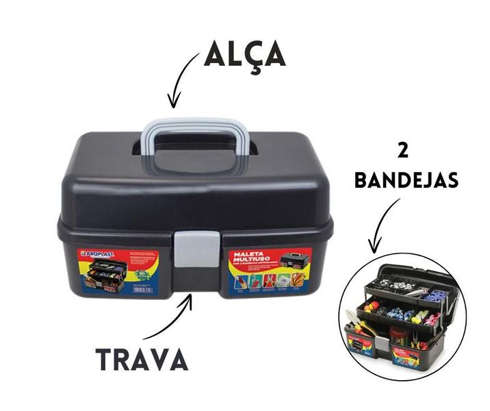 Caixa de Ferramentas Manuais C/ Alça Com 2 Bandeja Maleta Multiuso - arqplast Imagem de Caixa de Ferramentas Manuais C/ Alça Com 2 Bandeja Maleta Multiuso