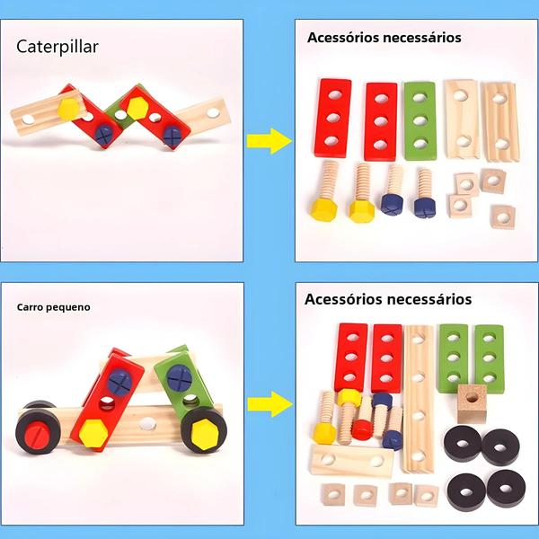 Caixa de Ferramentas Montessori Educacional de Madeira e Plástico para Crianças Imagem de Caixa de Ferramentas Montessori Educacional de Madeira e Plástico para Crianças