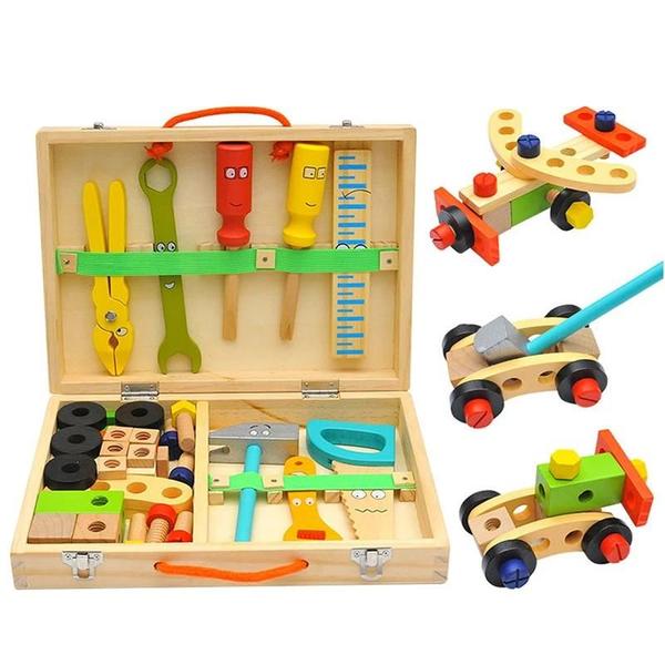 Caixa de Ferramentas Montessori Educacional de Madeira e Plástico para Crianças Imagem de Caixa de Ferramentas Montessori Educacional de Madeira e Plástico para Crianças