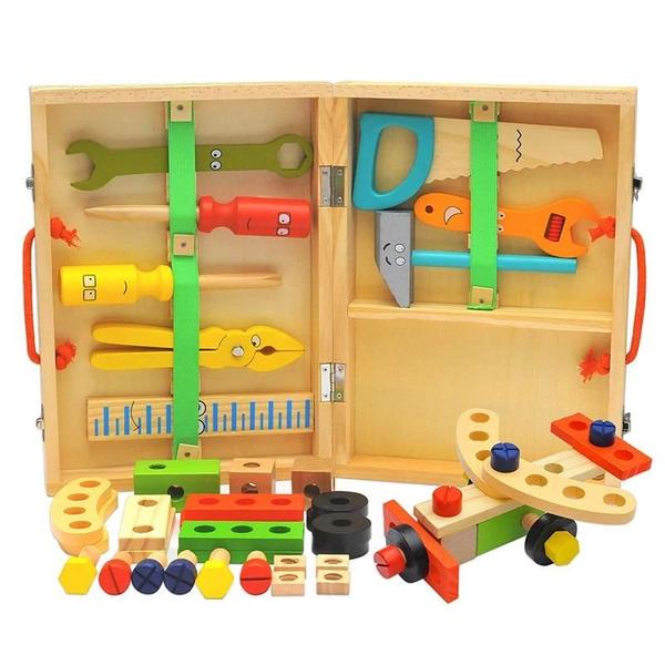 Caixa de Ferramentas Montessori Educacional de Madeira e Plástico para Crianças Imagem de Caixa de Ferramentas Montessori Educacional de Madeira e Plástico para Crianças