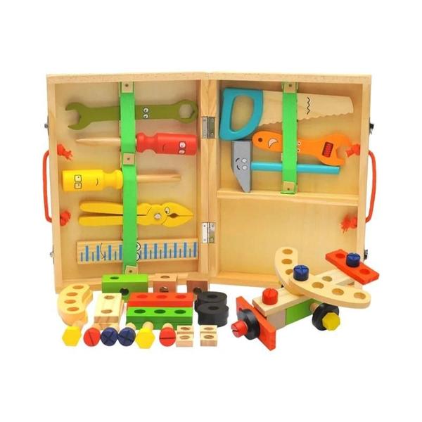 Caixa de Ferramentas Montessori Educacional de Madeira e Plástico para Crianças Imagem de Caixa de Ferramentas Montessori Educacional de Madeira e Plástico para Crianças