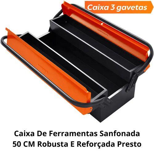 Imagem de Caixa De Ferramentas Organizadora Sanfonada 3 Gavetas 50CM Reforçada Chapa Metal Presto