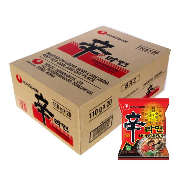 Caixa de Lamen Coreano Shin Ramyun Picante Carne e Legumes 100g - 20 Unidades - Nongshim Imagem de Caixa de Lamen Coreano Shin Ramyun Picante Carne e Legumes 100g - 20 Unidades
