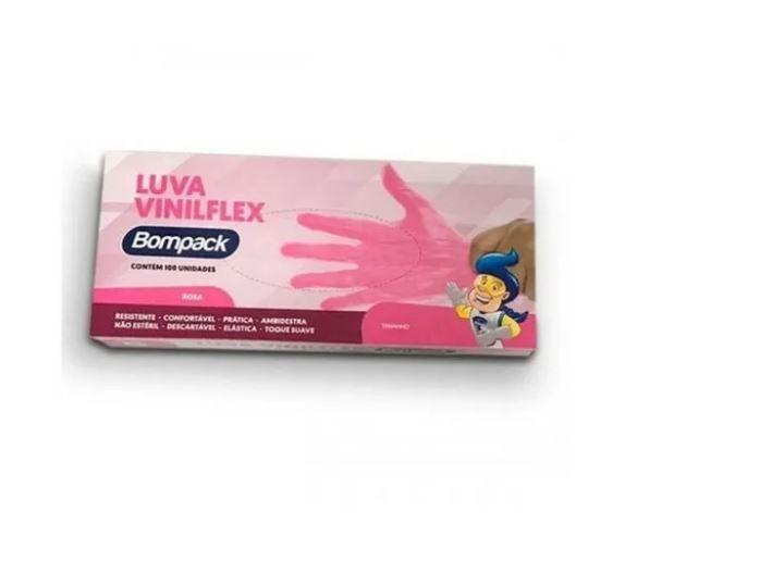 Imagem de  Caixa de Luvas Vinilflex Com 100 Unidades Bompack Rosa