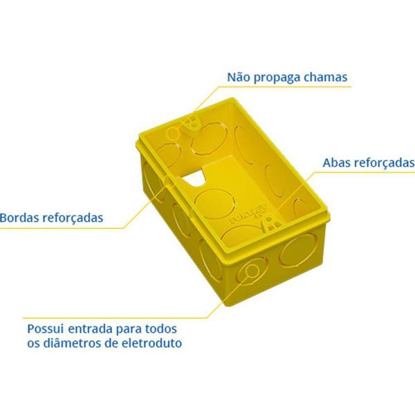 Imagem de Caixa de Luz 4X2 Retangular Amarelo Pvc Fortlev