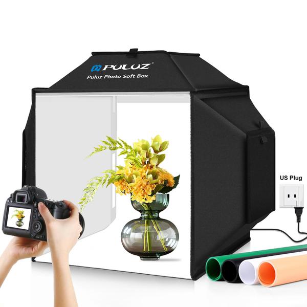 Caixa de luz de estúdio fotográfico PULUZ 40x40x40cm com luz LED de 24W Imagem de Caixa de luz de estúdio fotográfico PULUZ 40x40x40cm com luz LED de 24W