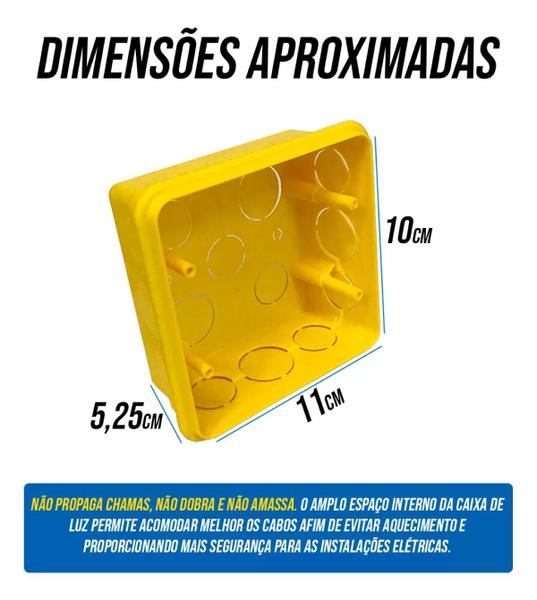 Imagem de Caixa de Luz Energia 4X4 Embutir Amarela Kit Com 10 Peças Construção