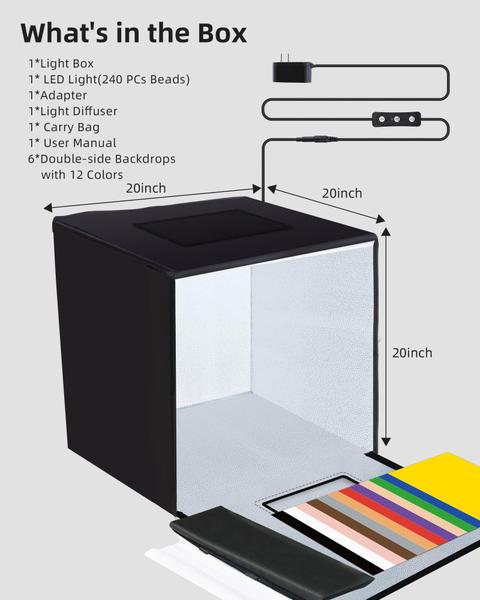 Imagem de Caixa de luz fotográfica Glendan 50x50 cm com 240 luzes LED