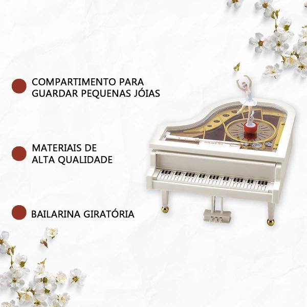 Caixa de música Piano Organizador de joias Bailarina Dançarina - Uny Gift Imagem de Caixa de música Piano Organizador de joias Bailarina Dançarina
