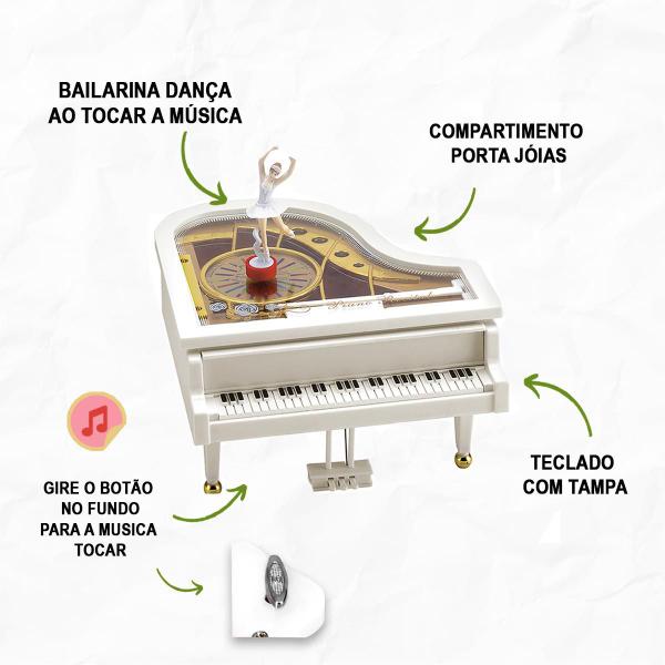 Caixa de música Piano Organizador de joias Bailarina Dançarina - Uny Gift Imagem de Caixa de música Piano Organizador de joias Bailarina Dançarina