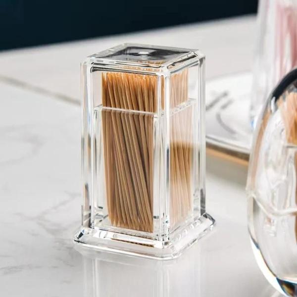 Caixa de Palito de Dente Acrílica Portátil - Suporte de Armazenamento Transparente e Quadrado Imagem de Caixa de Palito de Dente Acrílica Portátil - Suporte de Armazenamento Transparente e Quadrado