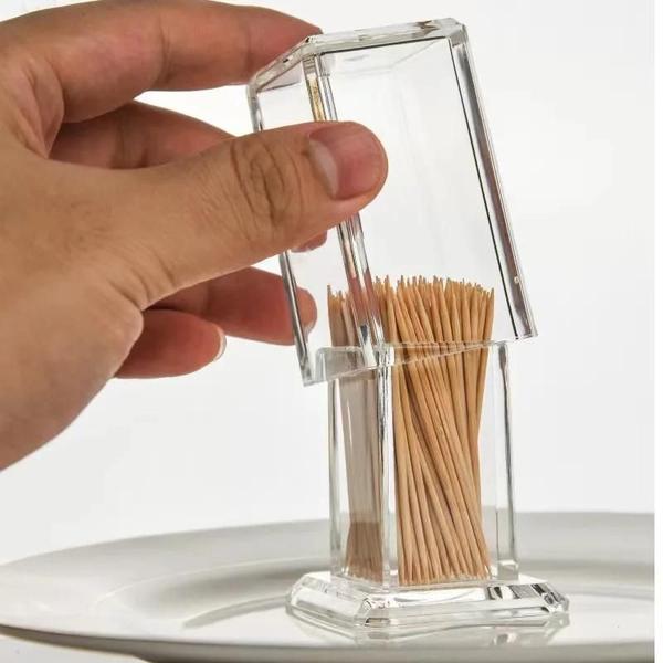 Caixa de Palito de Dente Acrílica Portátil - Suporte de Armazenamento Transparente e Quadrado Imagem de Caixa de Palito de Dente Acrílica Portátil - Suporte de Armazenamento Transparente e Quadrado
