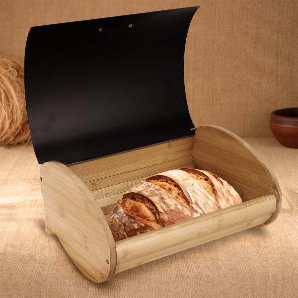 Caixa De Pão C/porta Retratil- Armário- Lancheira De Bambu - Dolce Home Imagem de Caixa De Pão C/porta Retratil- Armário- Lancheira De Bambu