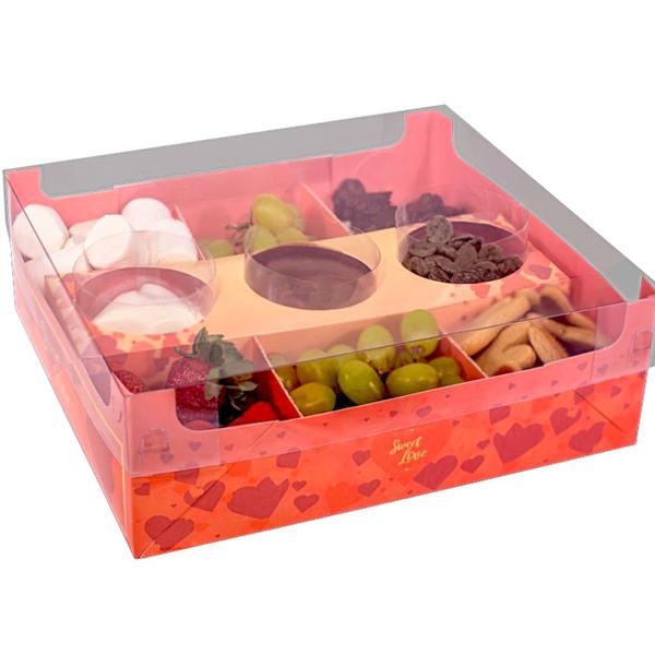 Imagem de Caixa de Papel Acetato Sweet Love Para Fondue Doce 24X22X8 C/10