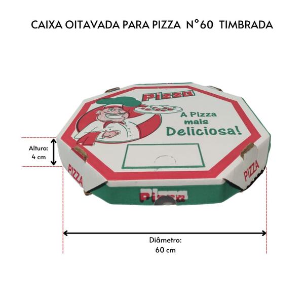 Imagem de Caixa De Pizza Oitavada Timbrada Basic N 60 Com 25 Unidades