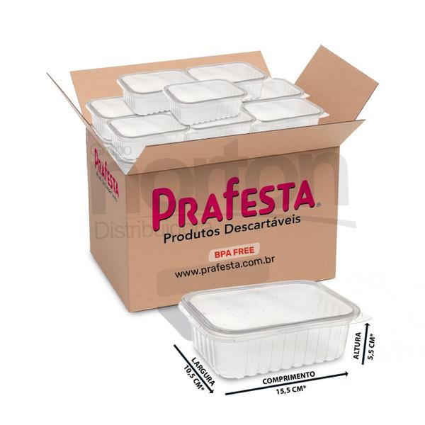 Caixa de Pote Retangular 500ml com Tampa Prafesta para Marmita Fitness com 144 unidades Imagem de Caixa de Pote Retangular 500ml com Tampa Prafesta para Marmita Fitness com 144 unidades