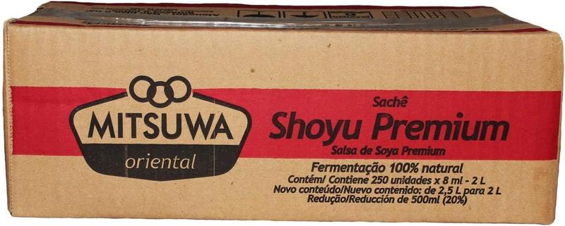 Imagem de Caixa De Sachês Shoyu Mitsuwa Premium 8 Ml 250Un Hot Roll Sushi Sashimi Temaki