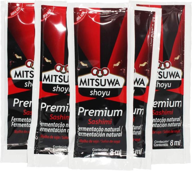 Imagem de Caixa De Sachês Shoyu Mitsuwa Premium 8 Ml 250Un Hot Roll Sushi Sashimi Temaki