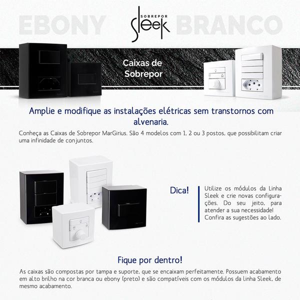 Imagem de Caixa de Sobrepor Preta Sistema X Interruptor Paralelo Margirius EBONY SLEEK