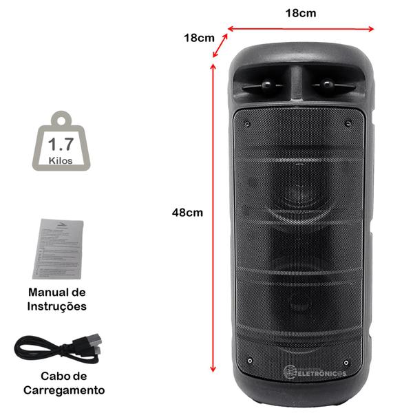 Imagem de Caixa de Som 15W Rádio FM Bluetooth Entrada Microfone e Auxiliar Luz RGB Lindo Efeito AL3308