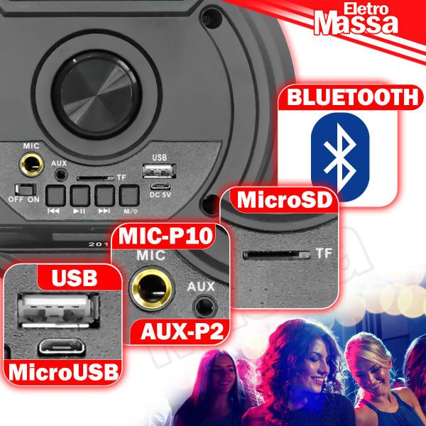 Imagem de Caixa De Som 16W Radio FM Bluetooth USB Com Microfone TF Azul