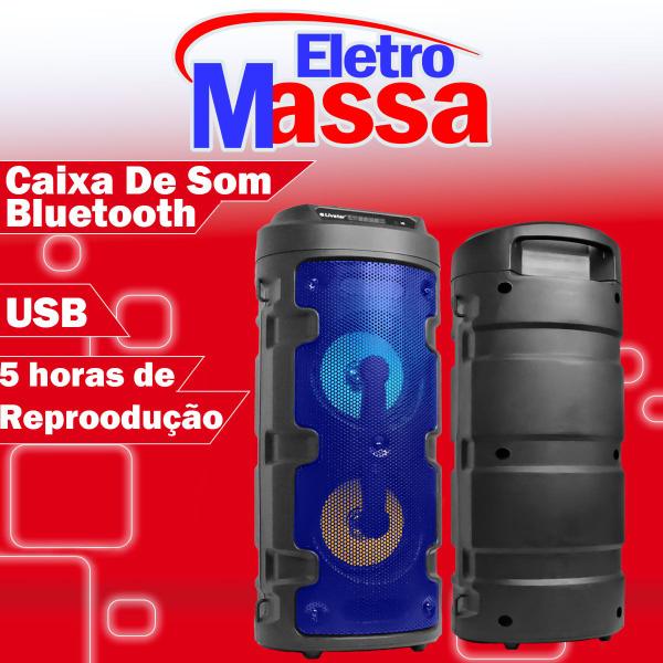 Imagem de Caixa De Som 16W Radio FM Bluetooth USB Com Microfone TF Azul