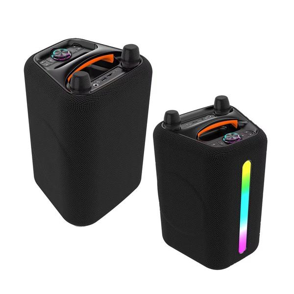 Caixa de Som 2 Microfones Portátil Bluetooth 5.0 Bateria RGB USB