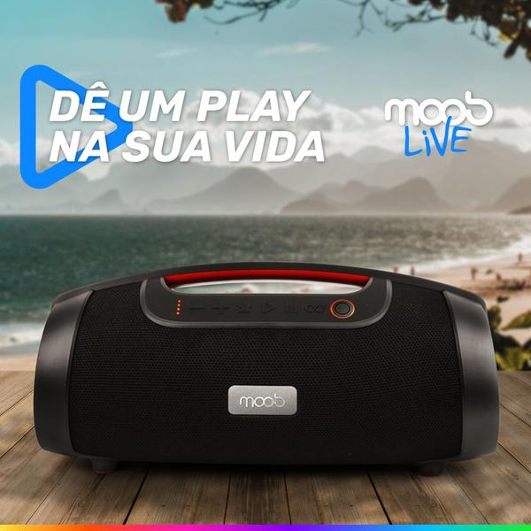 Imagem de Caixa de Som 80w Moob Live Portátil Conectividade Bluetooth 5.0 Resistente á Água IPX5 Iluminação Led Função TWS Assistente Google e Siri Bivolt