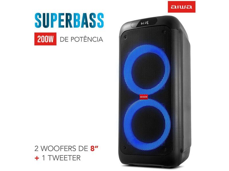 Imagem de Caixa de Som Aiwa PartyBox AWS-PB-01 Bluetooth - Amplificada Portátil 200W 8” USB com Tweeter