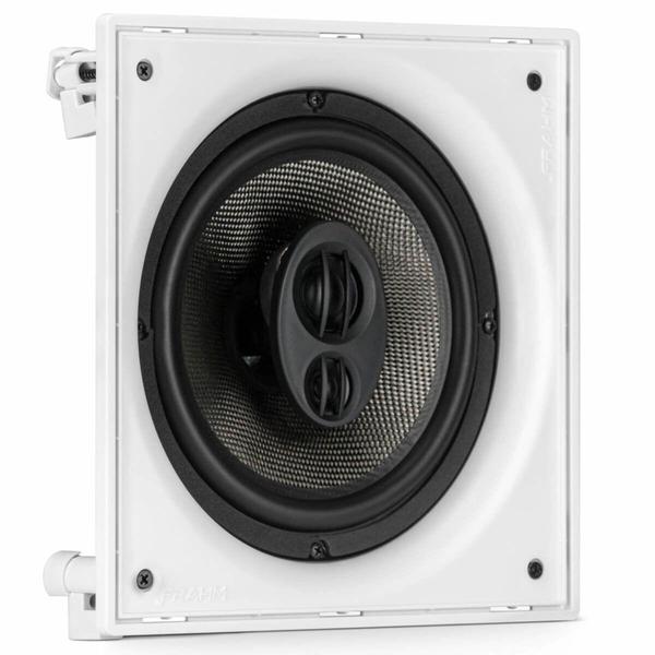 Imagem de Caixa de Som Ambiente de Embutir 8'' Arandela Três Vias Quadrada 150W 8 Ohms Telar Alumínio Branca F