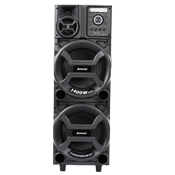 Imagem de Caixa De Som Amplificada Amvox ACA 1402 TITAN BLACK 2 Woofers ALTO FALANTE 10"  Bivolt SFM 