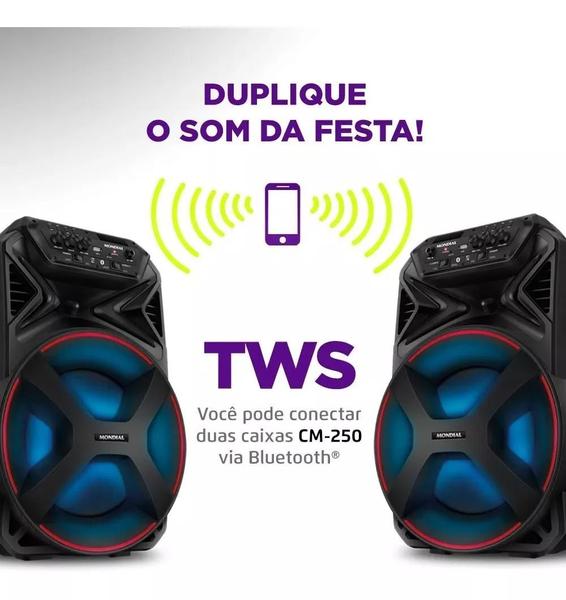 Imagem de Caixa De Som Amplificada Bluetooth 250w Cm250 Mondial Bivolt Cor Preto 110V/220V