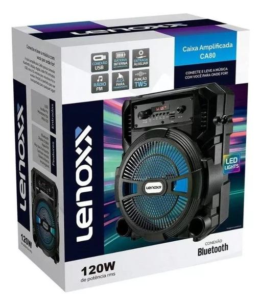 Imagem de Caixa de Som Amplificada Bluetooth Ca80 120w Lenoxx Cor Preto 110v/220v