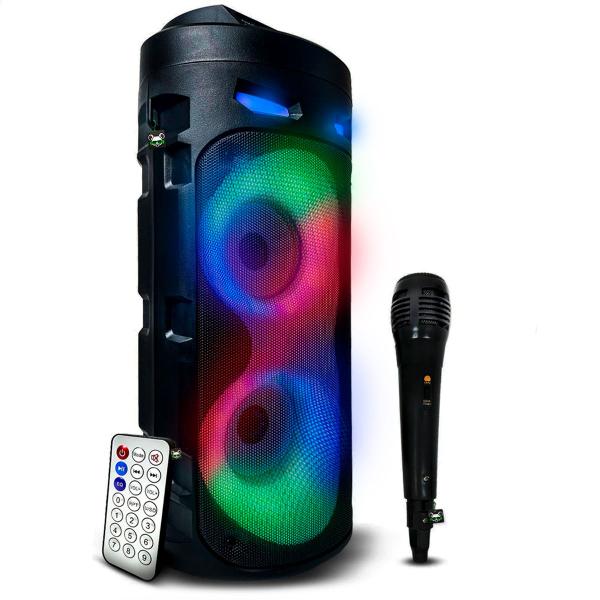 Caixa de Som Amplificada Bluetooth Portátil e Microfone Karaoke - First Option