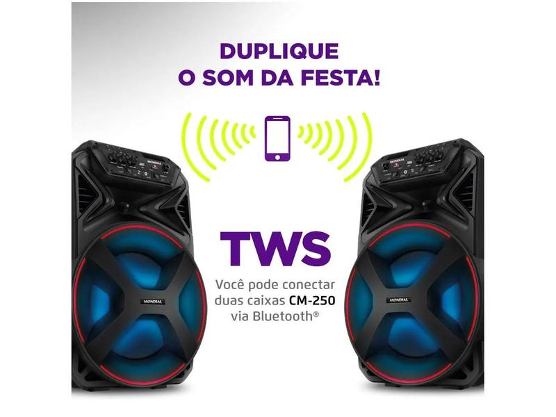 Imagem de Caixa de Som Amplificada CM250 Mondial Connect Party Plus 250W RMS Bluetooth 110V/220V