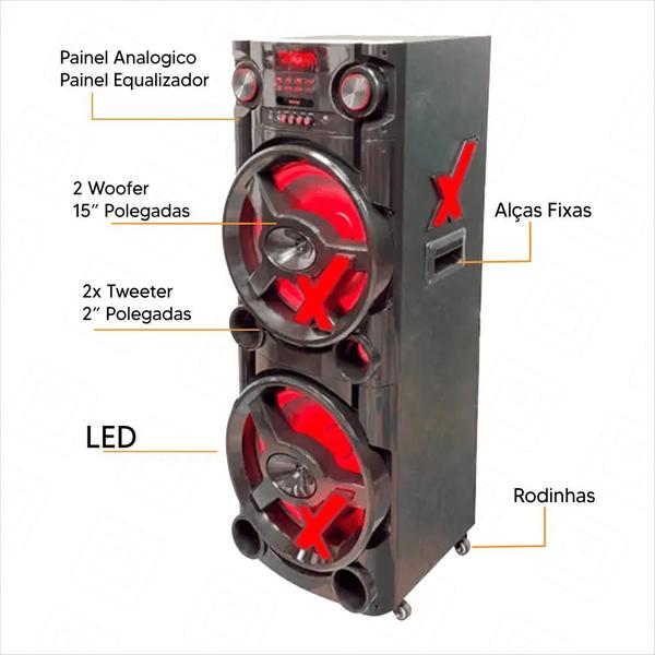 Imagem de Caixa de Som Amvox ACA 2900 NewX 15"pol Sem FM Usb BT TWS PowerX-2900W