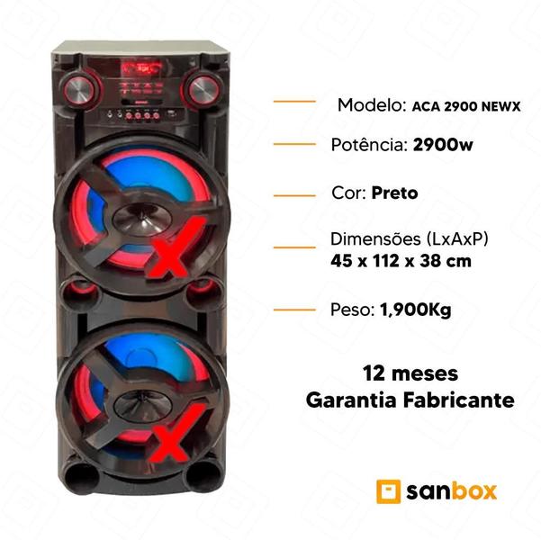 Imagem de Caixa de Som Amvox ACA 2900 NewX 15"pol Sem FM Usb BT TWS PowerX-2900W