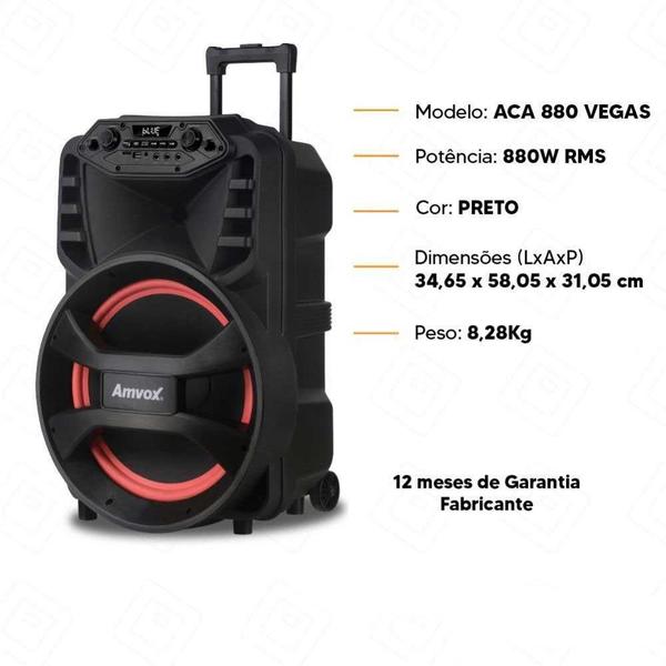 Imagem de Caixa De Som Amvox Bluetooth Aca 880 Vegas Preto Bivolt