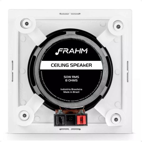 Imagem de Caixa de Som Arandela Quadrada Coaxial 50W RMS Frahm CS 6 Polegada 8 Ohms 70V Tela de Alumínio 138x138mm - 32145