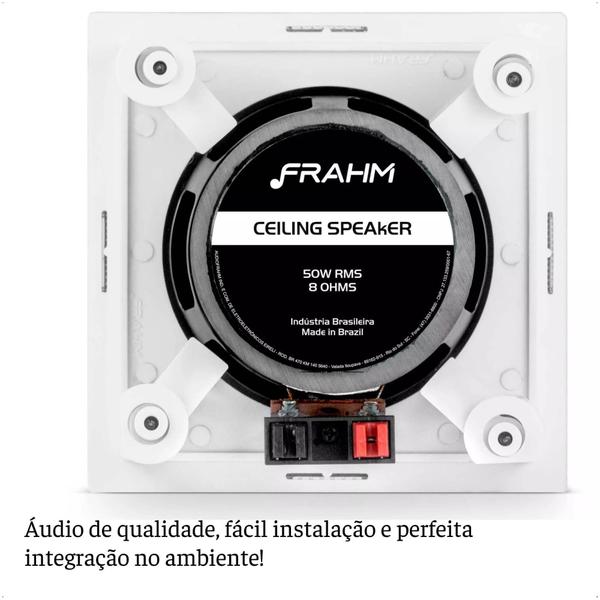 Imagem de Caixa de Som Arandela Quadrada Frahm 4 Polegadas Coaxial 50W RMS  Tela de Alumínio 138x138mm - 31930