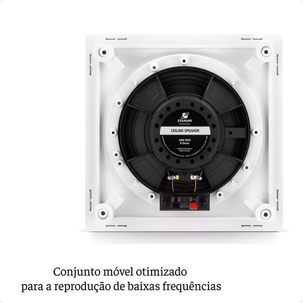 Imagem de Caixa de Som Arandela Quadrada Frahm Coaxial 40W RMS 8 Ohms CX 6 Polegadas Tweeter Piezo Elétrico 196x196mm - 31557