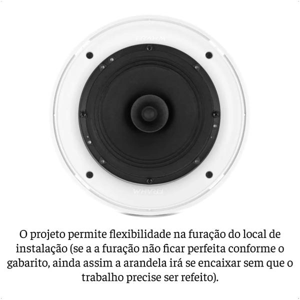 Imagem de Caixa de Som Arandela Redonda 40W 8 Ohms Frahm CS 6 Polegadas Com Trafo Branca Tweeter Piezo/Elétrico - 31553