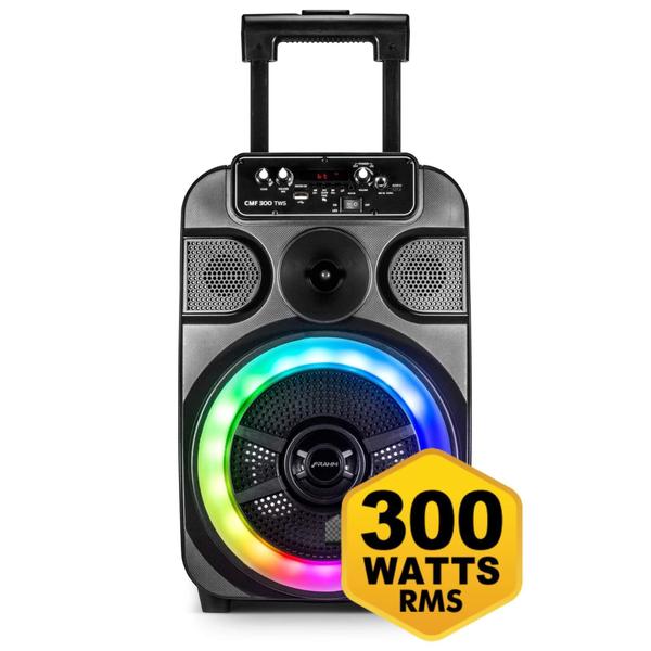 Imagem de Caixa de Som Ativa Multiuso 300W RMS Blu, Show de luzes até 8h de autonomia, USB, P2 FM Frahm - CMF