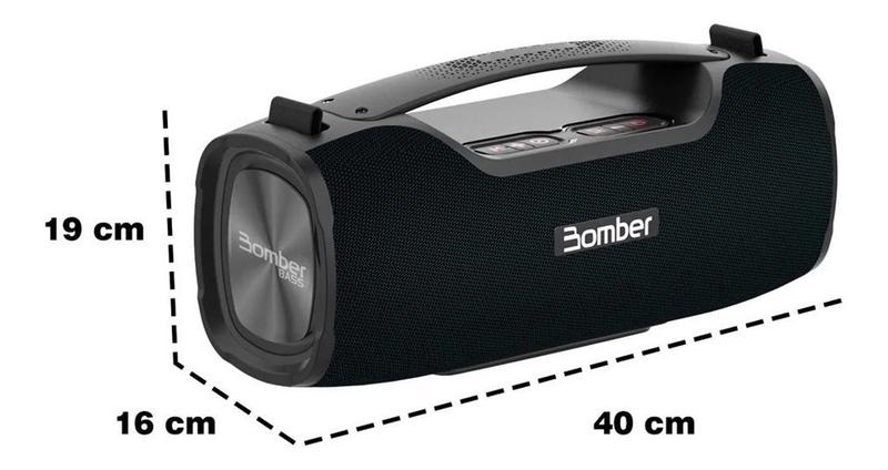 Imagem de caixa de som bluetooth bomber bass 55 watts portatil com alça bateria boa barata original top