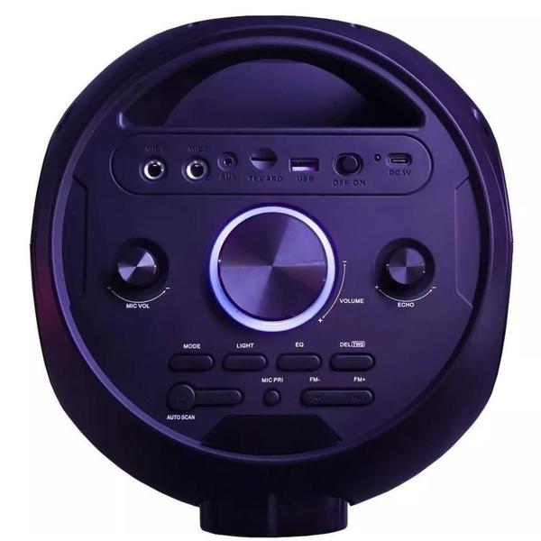 Imagem de Caixa de Som Bluetooth Bomber Party 800 50W RMS com Subwoofer, Luzes LED, TWS, Função Karaokê