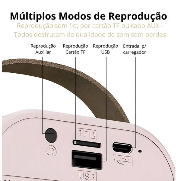 Imagem de Caixa de Som Bluetooth com Karaokê e Microfone Sem Fio  Potência de 10W e Luzes LED