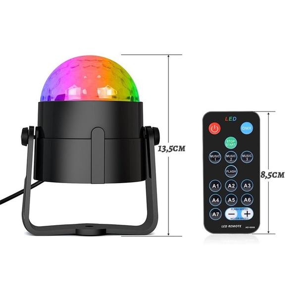 Imagem de Caixa de som Bluetooth Com Led RGB Portátil FM USB TWS 50W MAIS Mini Globo Projetor Jogo de Luz Giratorio Festa Rgb