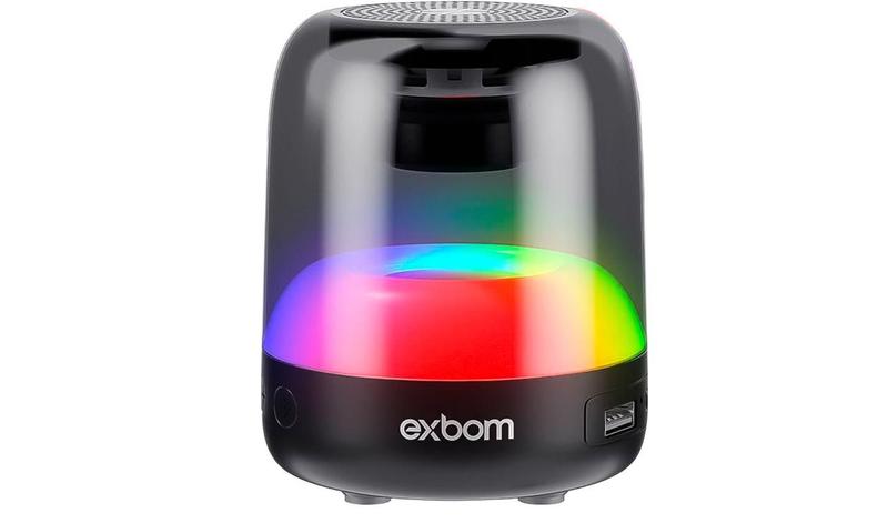 Imagem de Caixa de Som Bluetooth Com Luz LED RGB CRISTAL EXBOM - CS-Q50BT